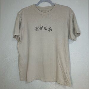 RVCA Graphic T-Shirt Skull and Roses Beige Short Sleeve Print Size S